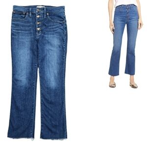Madewell Cali Demi Boot Jean Urbandale Wash Button Fly Raw Hem High Rise M3113